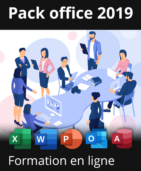 Pack 5 formations en ligne : Excel, Word, PowerPoint, Outlook et Access 2019 - + les livres numériques Excel, Word, PowerPoint, Outlook et Access 2019 - Valables 1 an, en illimité